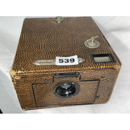 539 - ENSIGN HOUGHTON 2.5 BC BOX CAMERA BROWN LEATHERETTE CIRCA 1912-1920