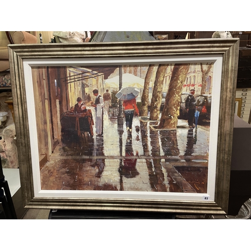 83 - JOHN HASKINS PRINT OF THE STREETS, FRAMED