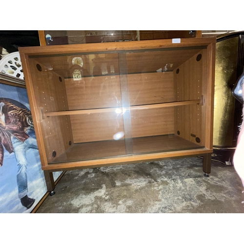 86 - TEAK GLASS SLIDING DOOR OFFICE CABINET