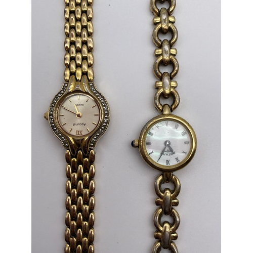 515 - LADIES ACCURIST GOLD PLATED DRESS WATCH AND ROTARY GOLD PLATED DRESS WATCH