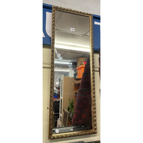 518 - GILT ACANTHUS FRAMED LONG MIRROR height 96cm x width 35cm approx