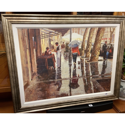 520 - JOHN HASKINS PRINT OF THE STREETS, FRAMED