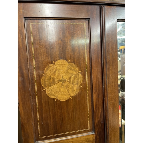 1 - EDWARDIAN MAHOGANY AND MARQUETRY BOX INLAID WARDROBE height 207cm x width 104cm depth 48cm approx