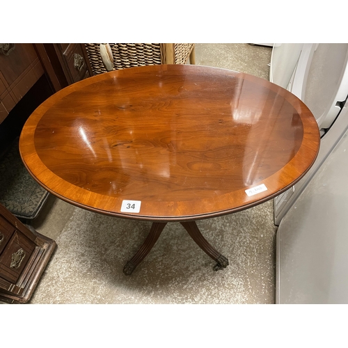 34 - MAHOGANY OVAL OCCASIONAL TRIPOD TABLE height 51cm x width 63cm x depth 45cm approx