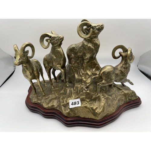 483 - BRASS FIGURE GROUP OF MOUNTAIN GOATS