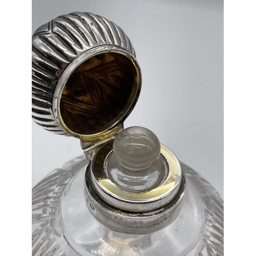 507 - BIRMINGHAM SILVER MOUNTED POMMEL TOP SCENT BOTTLE