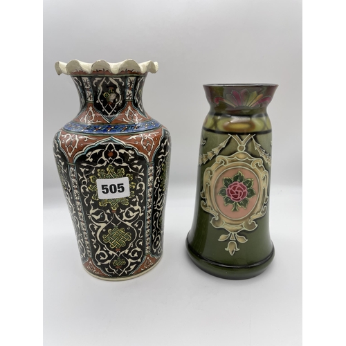 505 - MOORISH DESIGN FLARED TOP VASE AND ROYAL BONN TAPERED VASE 2680