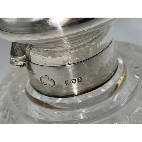 511 - SILVER TOPPED GLOBULAR BLAZE CUT AND HOB NAIL SCENT BOTTLE