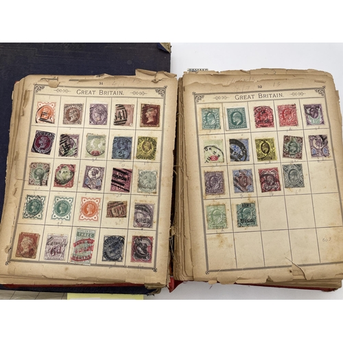 603 - TRIUMPH AND LINCOLN STAMP ALBUMS OF WORLD STAMPS INCLUDING VICTORIAN GB STAMPS