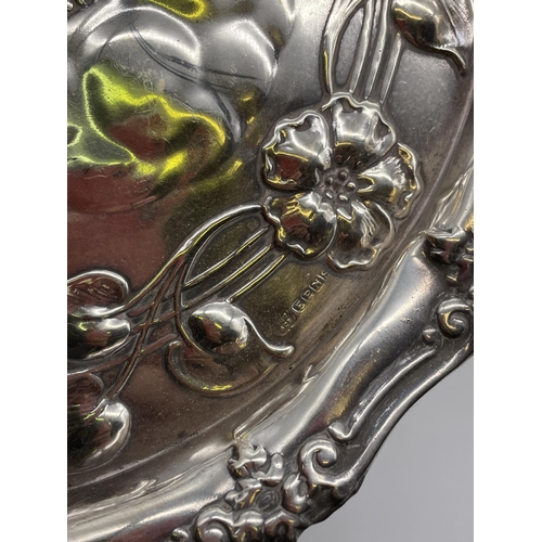 590 - EPNS LOBED CHERUB AND FLORAL DRESSING TABLE TRAY