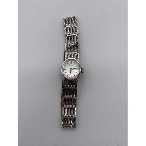 594 - LADIES ROTARY WRIST WATCH WITH FIVE BAR GATE BRACELET STRAP