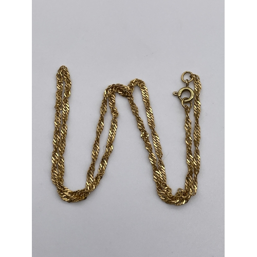 560 - STAMPED 750 YELLOW GOLD FLAT CURB TWIST CHAIN 5.2G APPROX