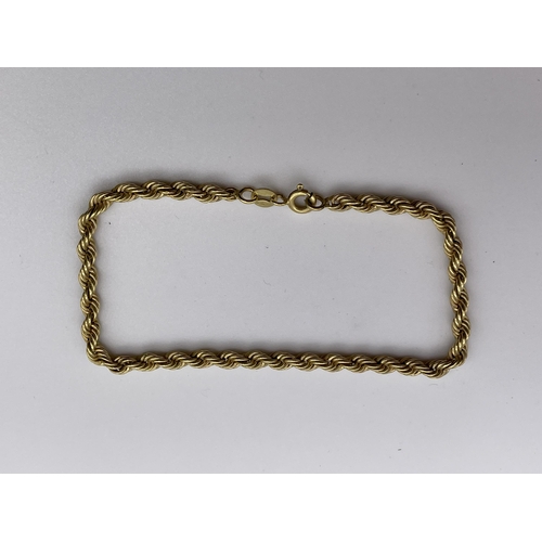 563 - 9KT ROPE TWIST GOLD BRACELET 1.9G APPROX