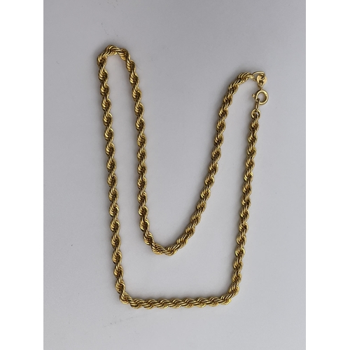 564 - STAMPED 750 YELLOW GOLD DOUBLE ROPE TWIST CHAIN 6.4G APPROX