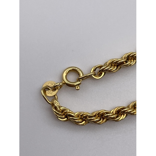 564 - STAMPED 750 YELLOW GOLD DOUBLE ROPE TWIST CHAIN 6.4G APPROX