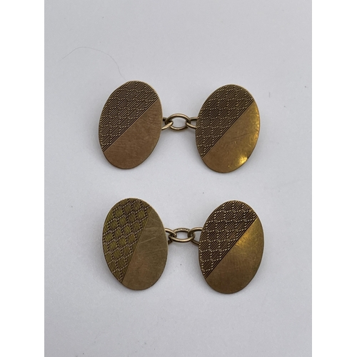 569 - PAIR OF 9CT GOLD OVAL CUFF LINKS 3.9G APPROX