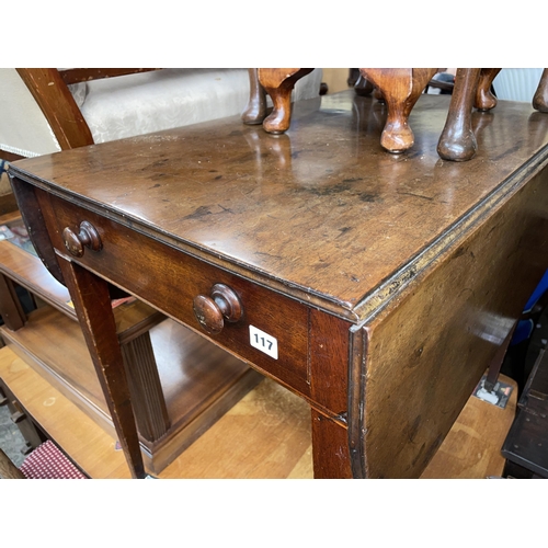 110 - LATE GEORGE III MAHOGANY PEMBROKE TABLE height 69cm x width 22cm x depth 81cm approx