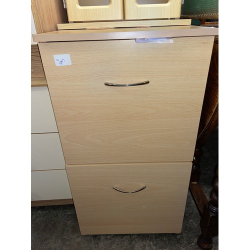 221A - BEECH EFFECT TWO DOOR HOME OFFICE FILING CABINET AND A TWO DOOR NARROW STORAGE CHEST