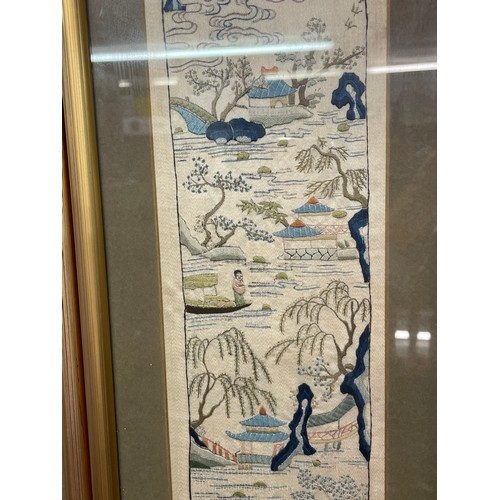 178 - PAIR OF JAPANESE SILK BANNER PANELS OF FIGURES IN LANDSCAPES F/G