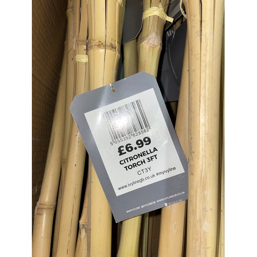 313 - BOX OF BAMBOO CITRONELLA 3FT GARDEN TORCHES