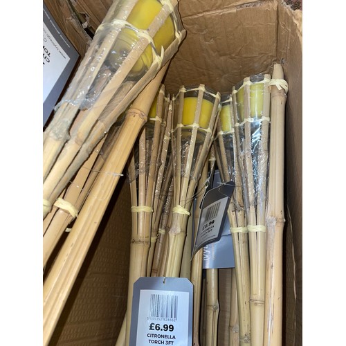 313 - BOX OF BAMBOO CITRONELLA 3FT GARDEN TORCHES