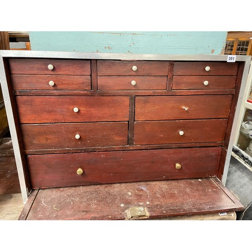 351 - TABLETOP CABINET OF VARIOUS DRAWERS OF TOOLS