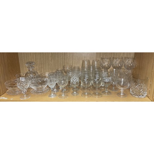 317 - SHELF OF MAINLY CUT GLASSWARES