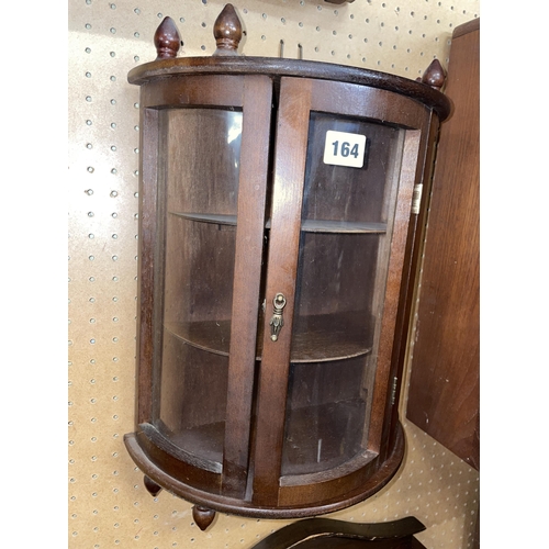 457 - GLAZED BOW FRONTED MINIATURE CABINET height 40cm x width 30cm x depth 15cm approx