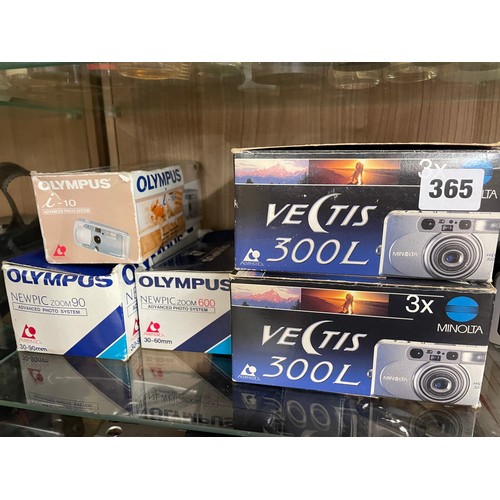 365 - BOXED OLYMPUS AND MINOLTA VECTIS CAMERAS