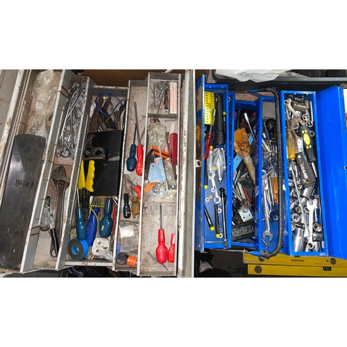 TWO CANTILEVER TOOLBOXES OF VARIOUS TOOLS, MAINLY SPANNERS, SOCKETS AND ...