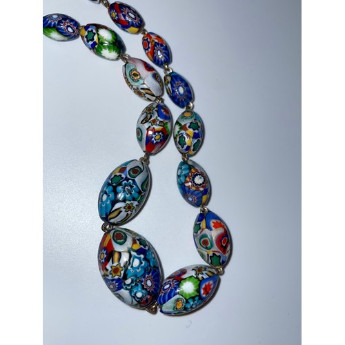 493 - MILLEFIORE OVAL BEAD NECKLACE