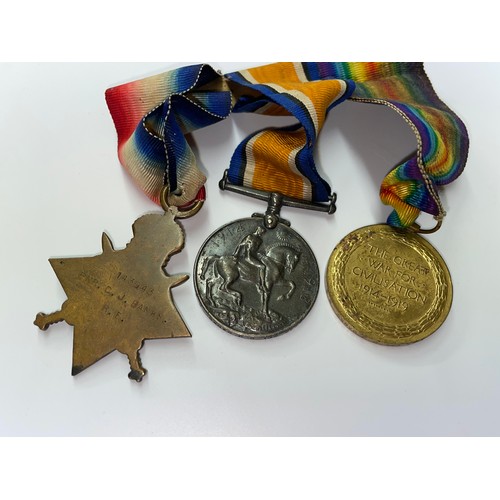 566 - WWI MEDAL TRIO OF 43943 CPL C.J. BANKS RE