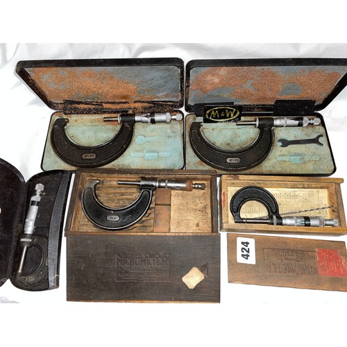 424 - CASED MOORE & WRIGHT MICROMETERS