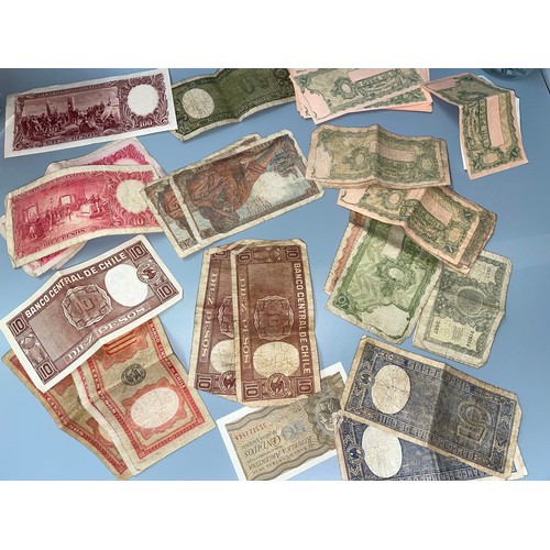 470 - BAG OF VINTAGE WORLD BANK NOTES FOR MAINLY ARGENTINA, CHILE