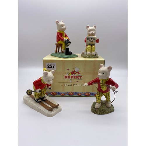 257 - FOUR BOXED ROYAL DOULTON RUPERT FIGURE GROUPS - SOMETHING TO DRAW, OUT FOR THE DAY, RUPERT TAKES A S... 