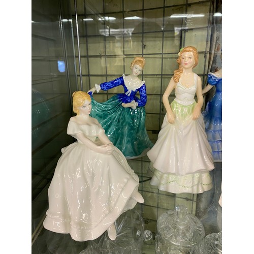 282 - SELECTION OF ROYAL DOULTON FIGURES INCLUDING HEATHER, JEAN, LUCY, CHLOE, EMILY, REBECCA, CENTRE STAG... 