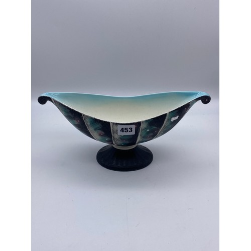 453 - BESWICK 37187 BOAT SHAPED PEDESTAL BOWL AND A PALM VASE