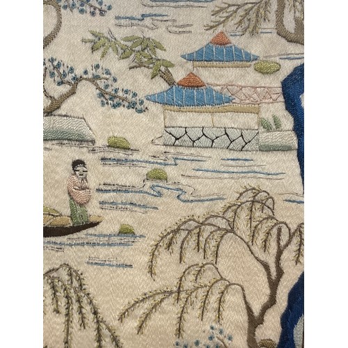 178 - PAIR OF JAPANESE SILK BANNER PANELS OF FIGURES IN LANDSCAPES F/G