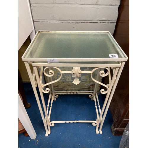 51 - NEST OF TWO PAINTED METAL AND GLASS TOP TABLES