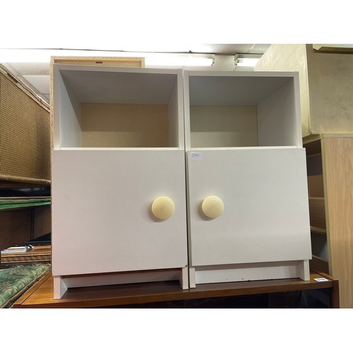 116 - PAIR OF WHITE MELAMINE BEDSIDE CUPBOARDS