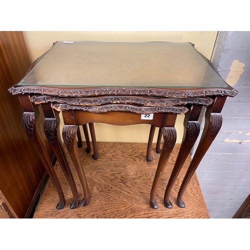 139 - NEST OF THREE REPRODUCTION CABRIOLE LEG TABLES