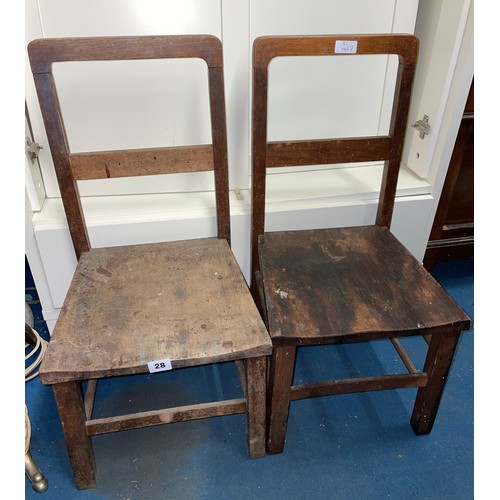 28 - PAIR OF SMALL OAK CHILDRENS CHAIRS