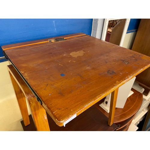 64 - VINTAGE PINE CHILDS SCHOOL DESK WITH BUILT IN INKWELL