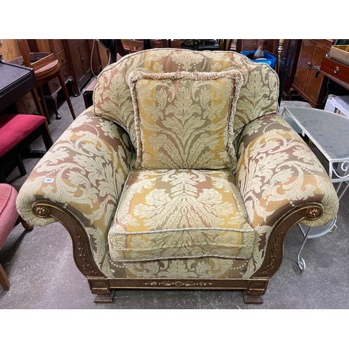 92 - LARGE FRENCH STYLE GILT FRAMED ARMCHAIR