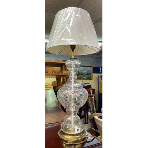 95 - CONTEMPORARY CUT GLASS TABLE LAMP AND SHADE