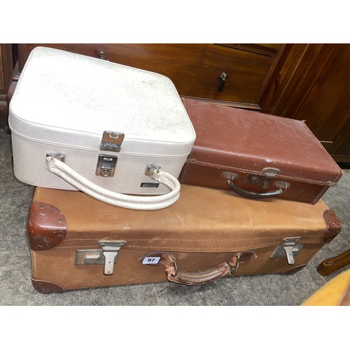 97 - VINTAGE FABRIC SUITCASE AND OTHER CASES