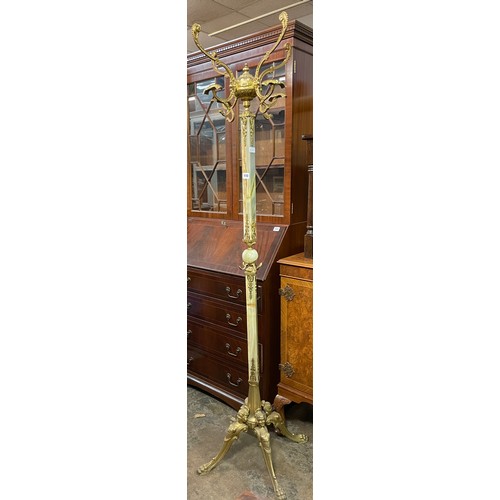 110 - ITALIAN ONYX AND BRASS HALL TREE HAT AND COAT STAND WITH FEMALE FIGURAL FORM BASE