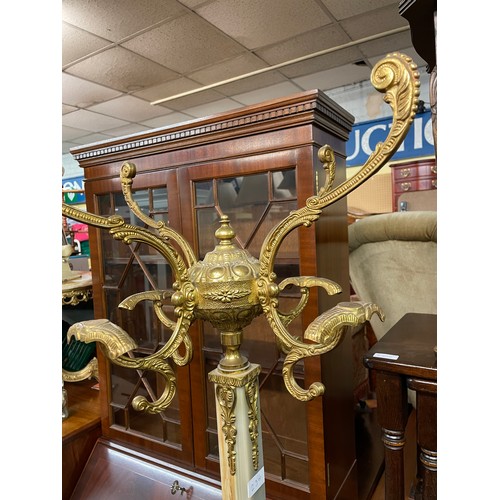 110 - ITALIAN ONYX AND BRASS HALL TREE HAT AND COAT STAND WITH FEMALE FIGURAL FORM BASE