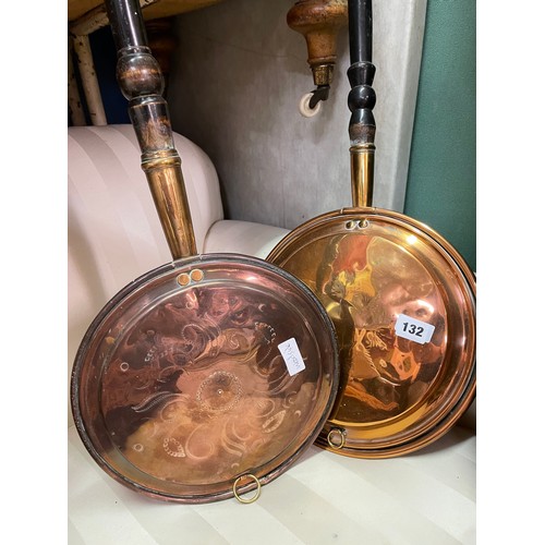 132 - TWO COPPER WARMING PANS