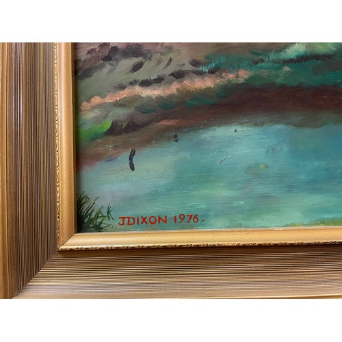 249 - OIL ON BOARD OF A RURAL LANDSCAPE BY J.DIXON 1976